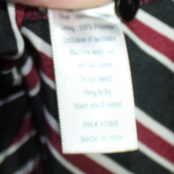 Downeast Deep Red, Black, & White Diagonal Striped Scoop Neck Dress - Picture 5 of 5